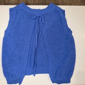 Women’s Spilt Tie Sleeveless Sweater - Royal Blue - Size Small